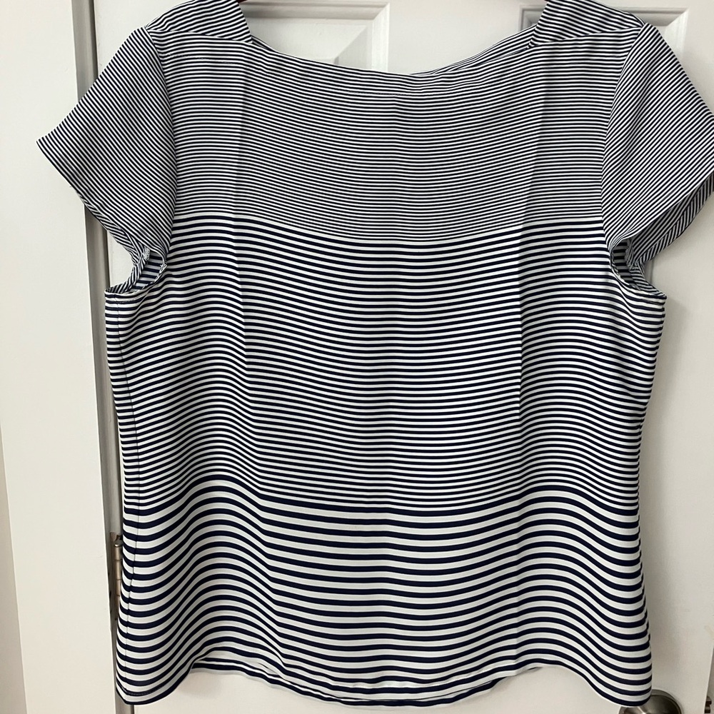 LOFT Striped Navy and White Blouse NWOT